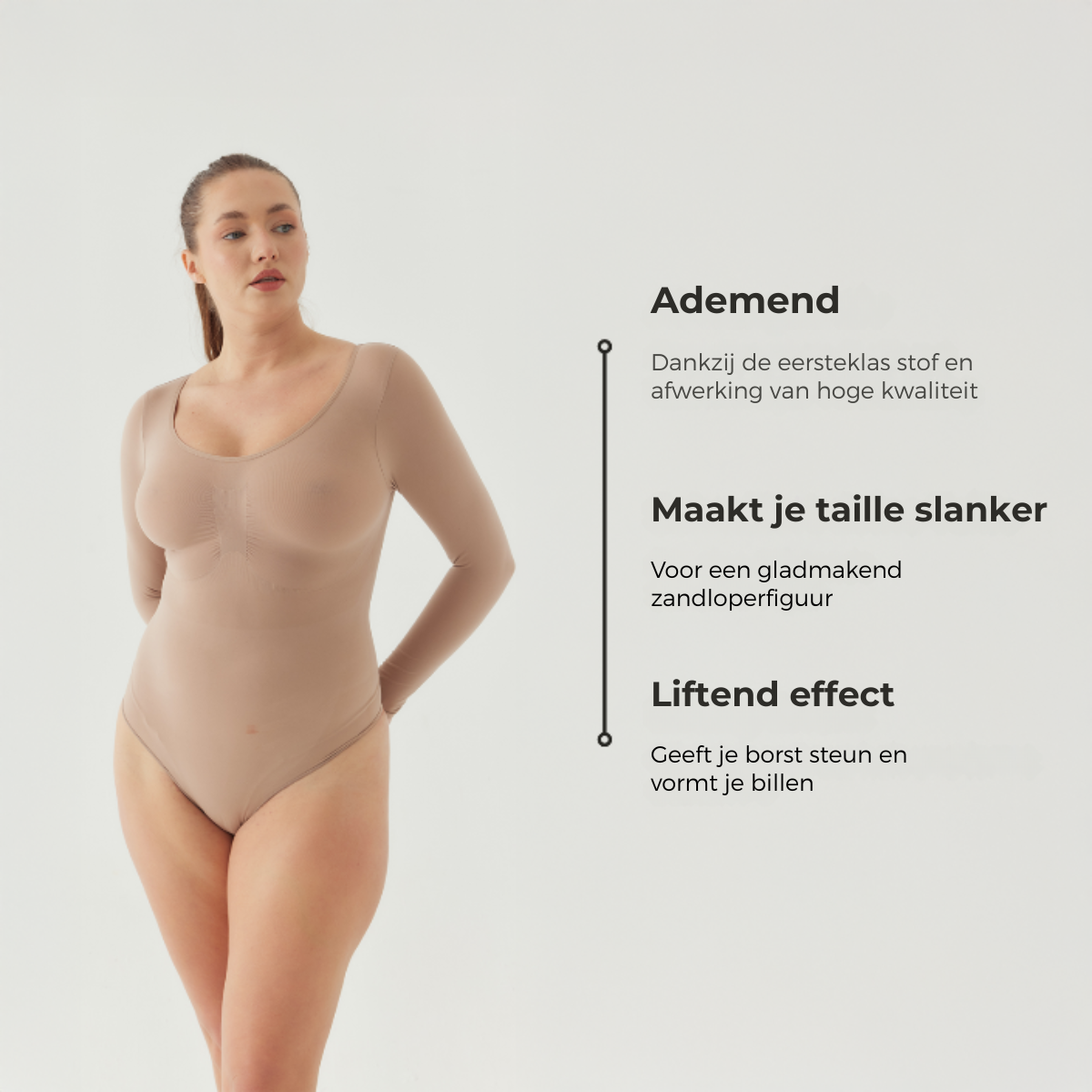 Bodysuit Sculpting Shapewear Longsleeve met Slip