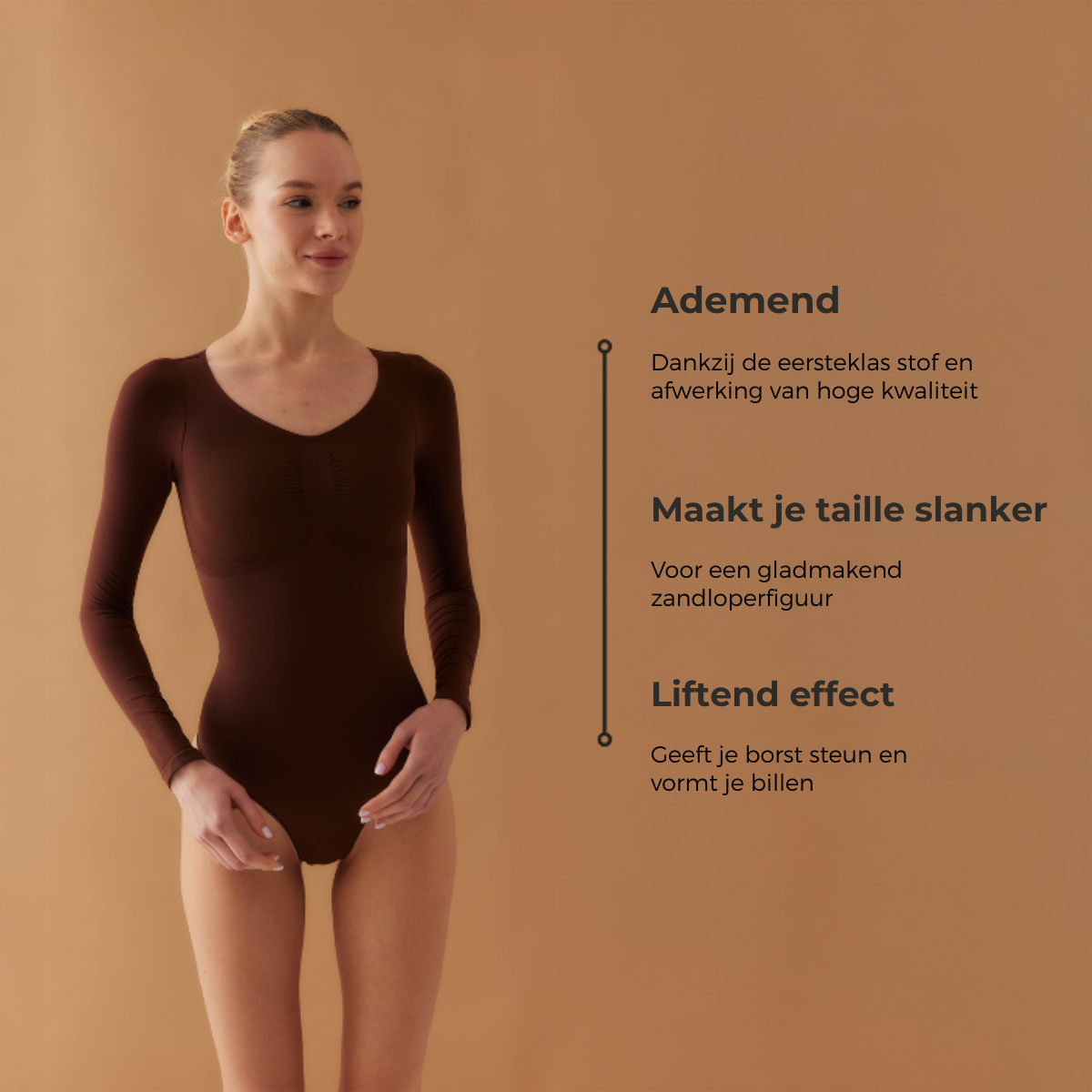 Bodysuit Sculpting Shapewear Longsleeve met String