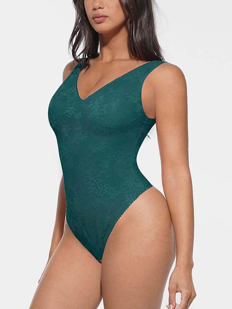 V-hals kanten string bodysuit