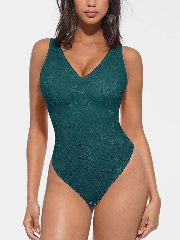 V-hals kanten string bodysuit
