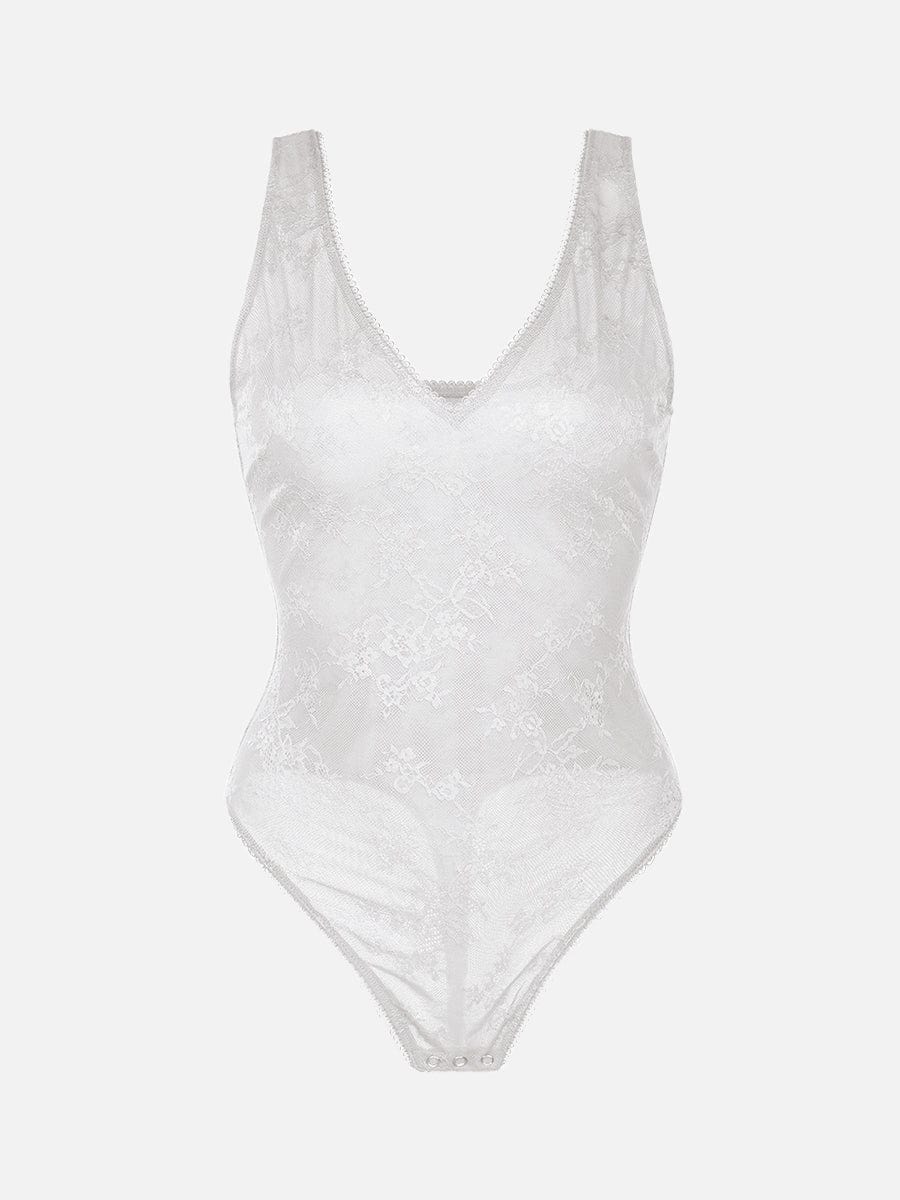V-hals kanten string bodysuit