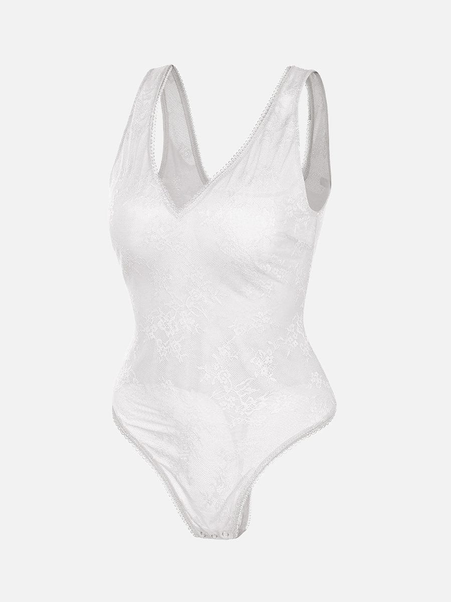 V-hals kanten string bodysuit