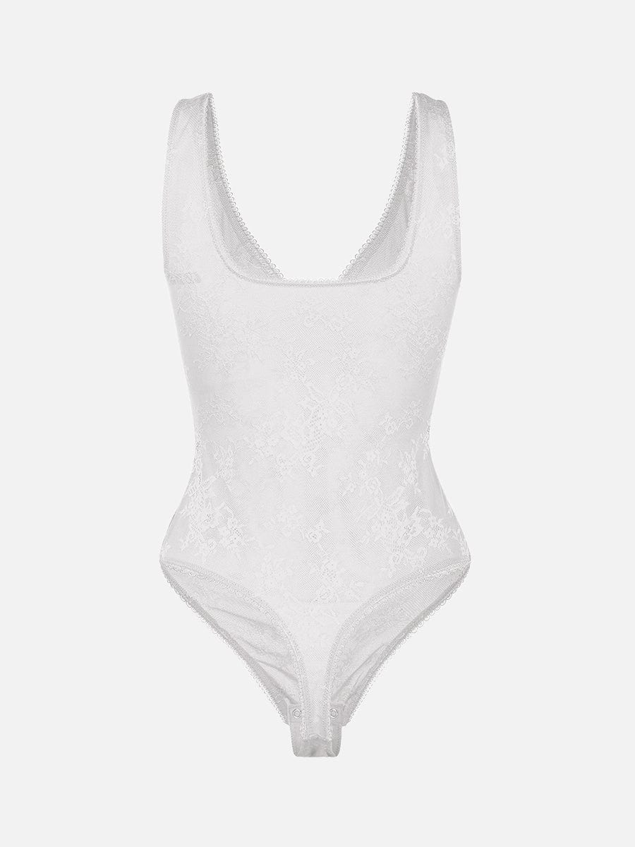 V-hals kanten string bodysuit