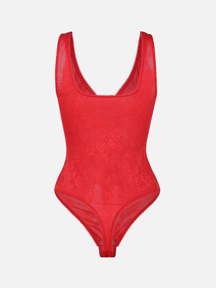 V-hals kanten string bodysuit