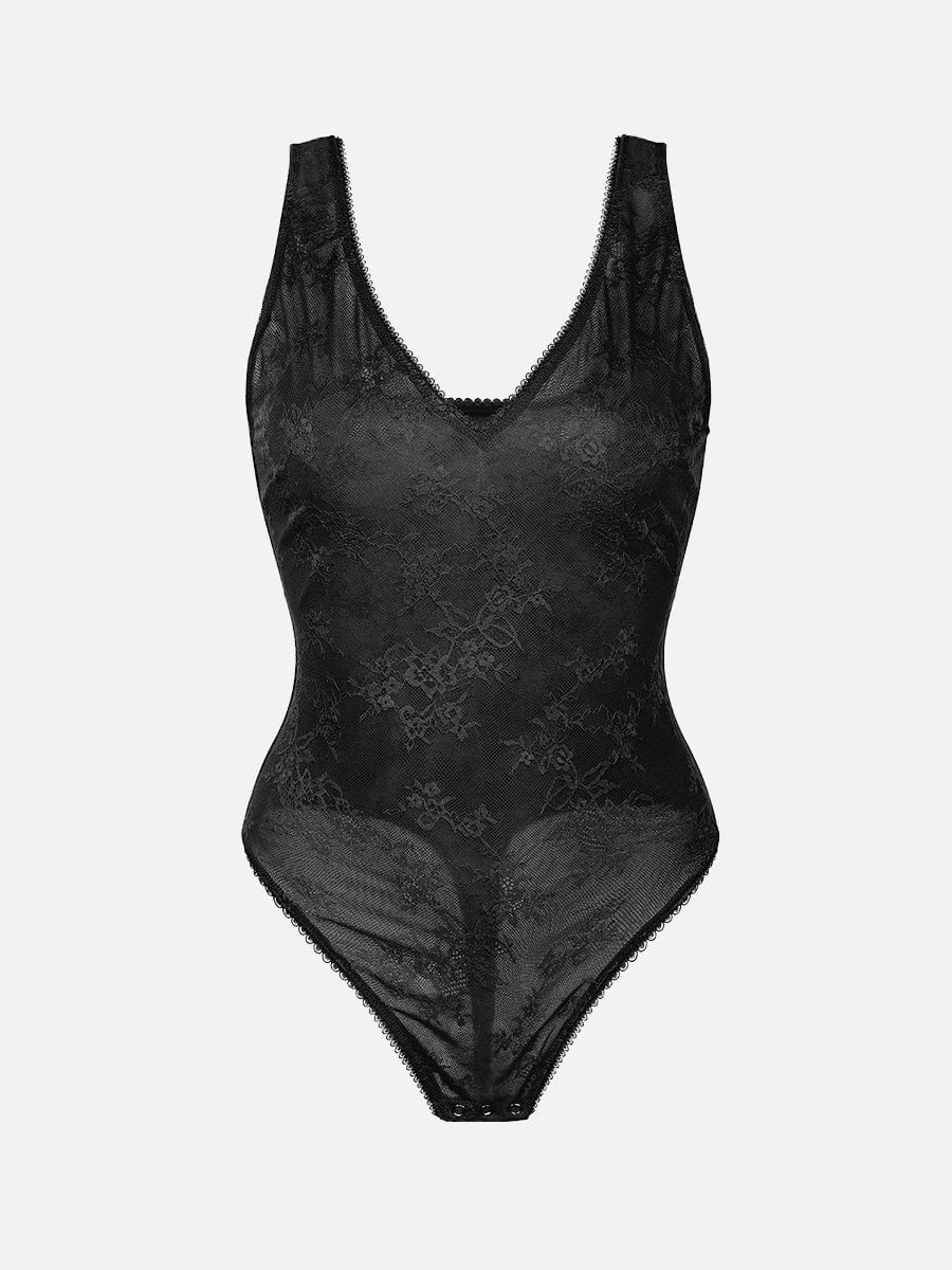 V-hals kanten string bodysuit