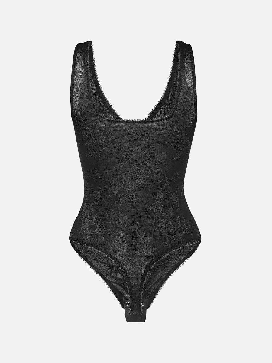V-hals kanten string bodysuit