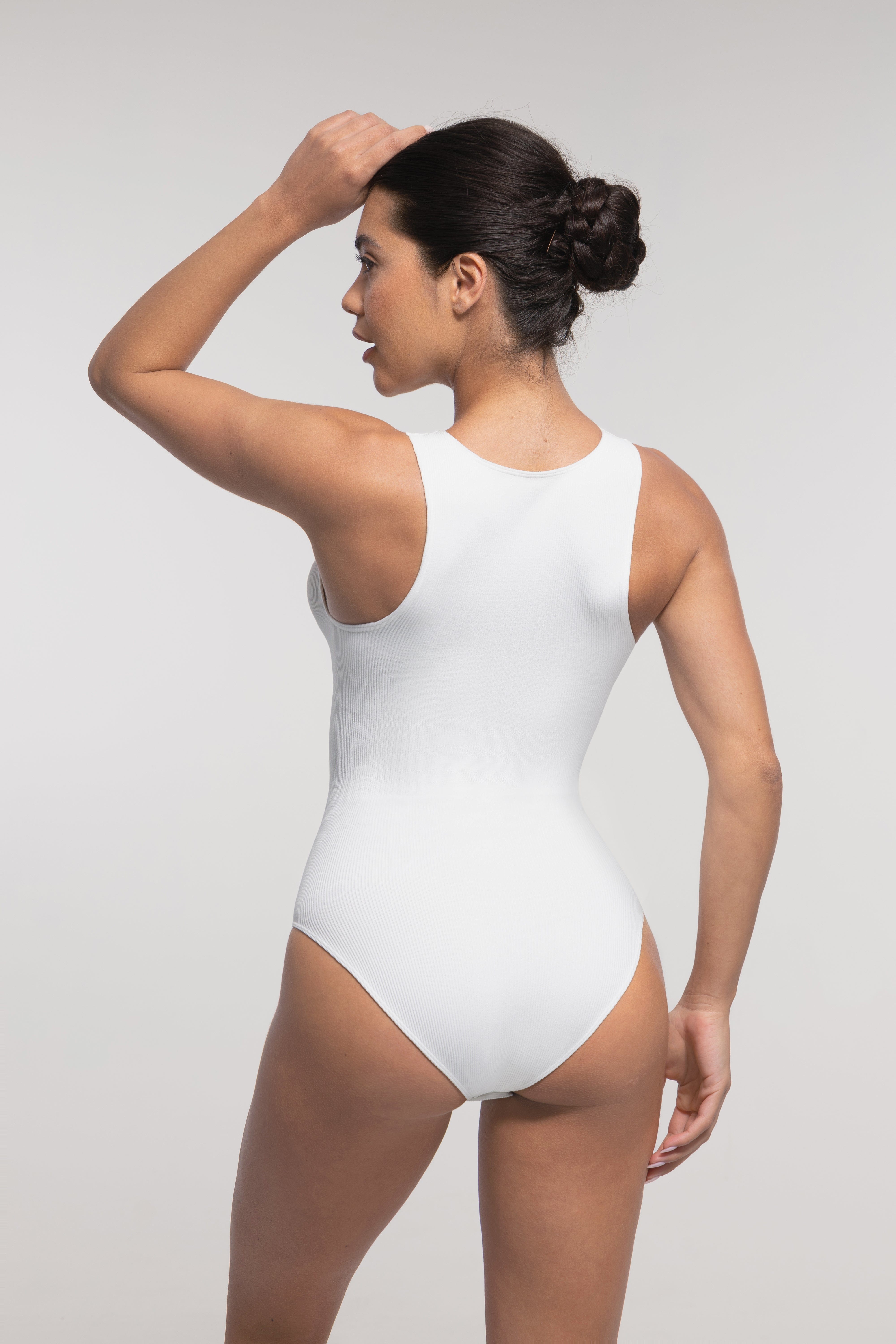 Geribbelde Zip-Front Tank Bodysuit
