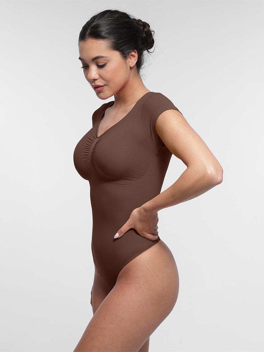 V-hals Sculpting T-shirt Bodysuit