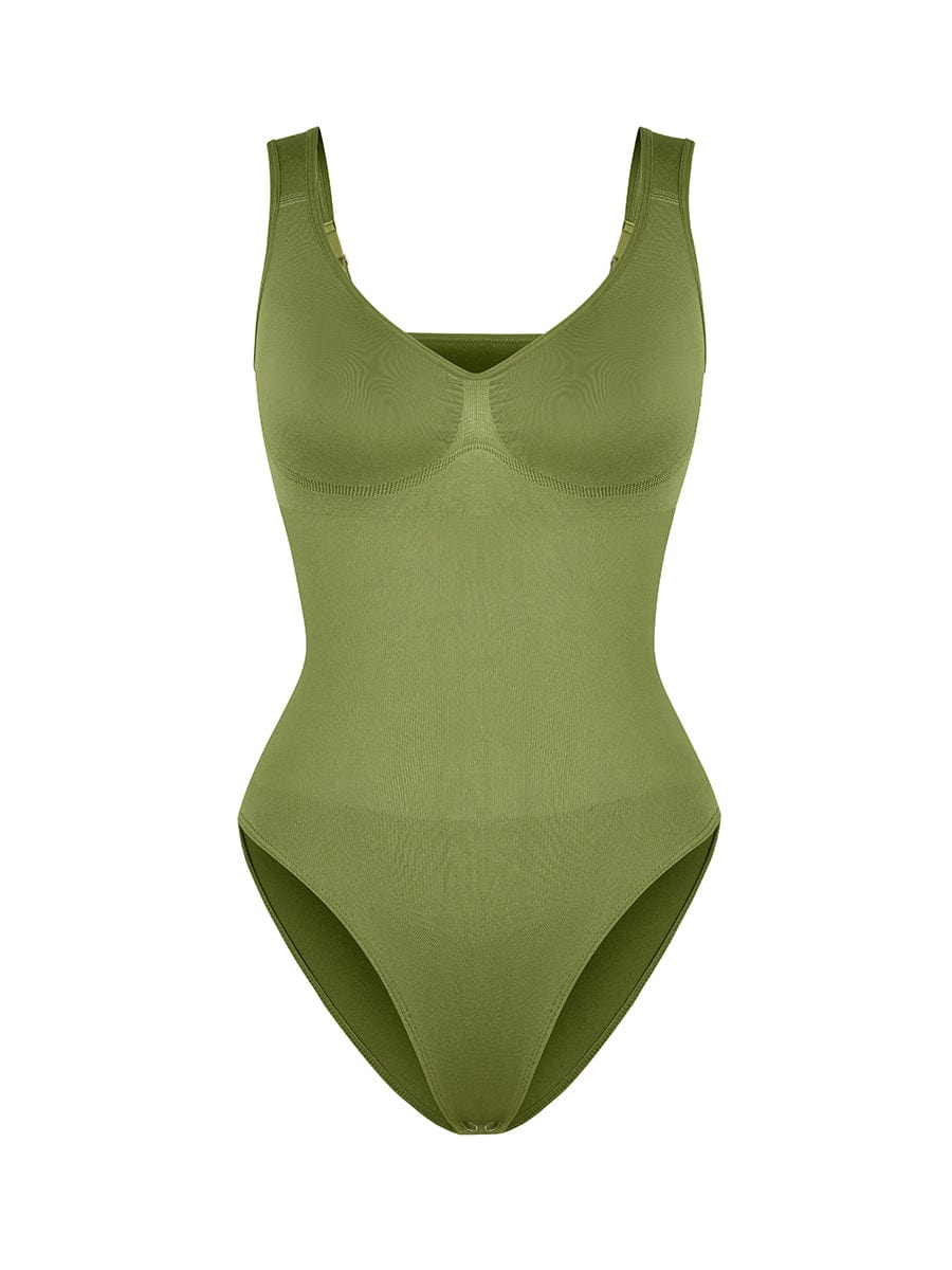 Diamond-Neck Bodysuit Met Slip