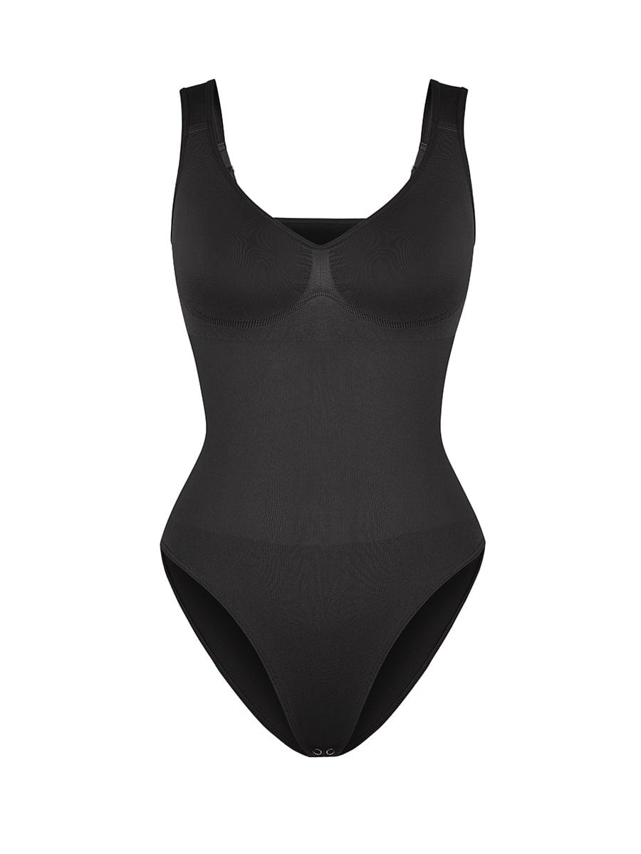 Diamond-Neck Bodysuit Met Slip
