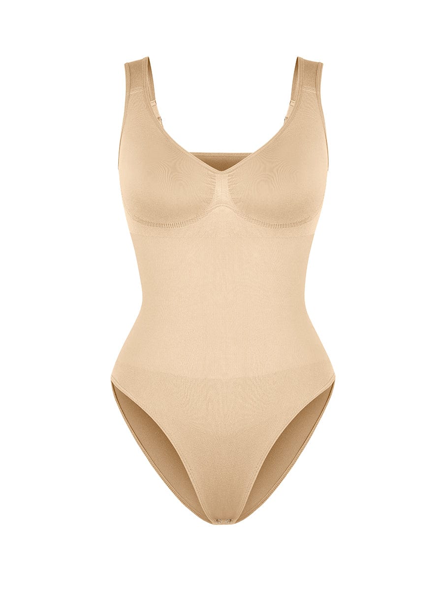 Diamond-Neck Bodysuit Met Slip