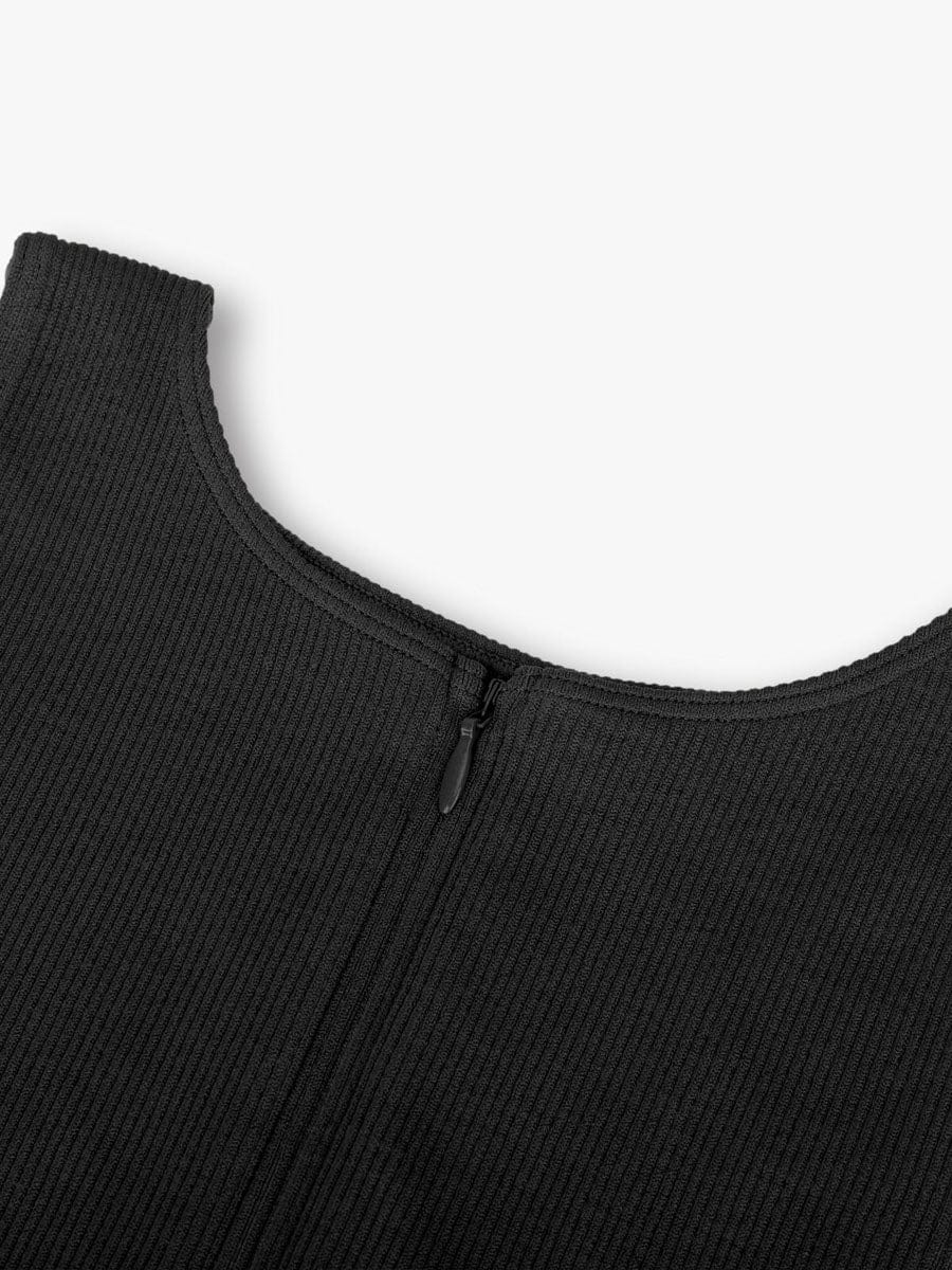 Geribbelde Zip-Front Tank Bodysuit