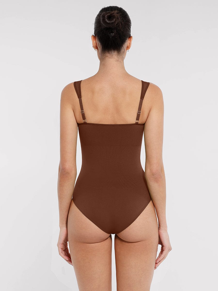 Diamond-Neck Bodysuit Met Slip