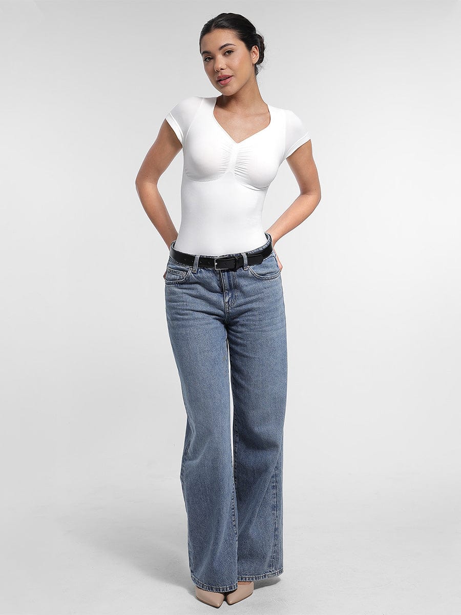 V-hals Sculpting T-shirt Bodysuit