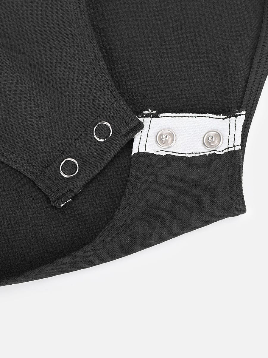 Diamond-Neck Bodysuit Met Slip