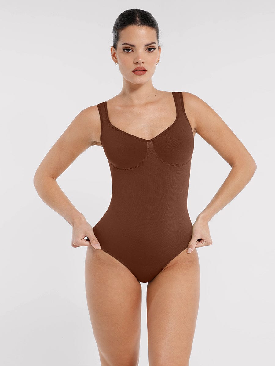 Diamond-Neck Bodysuit Met Slip