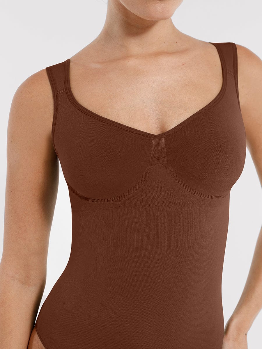 Diamond-Neck Bodysuit Met Slip