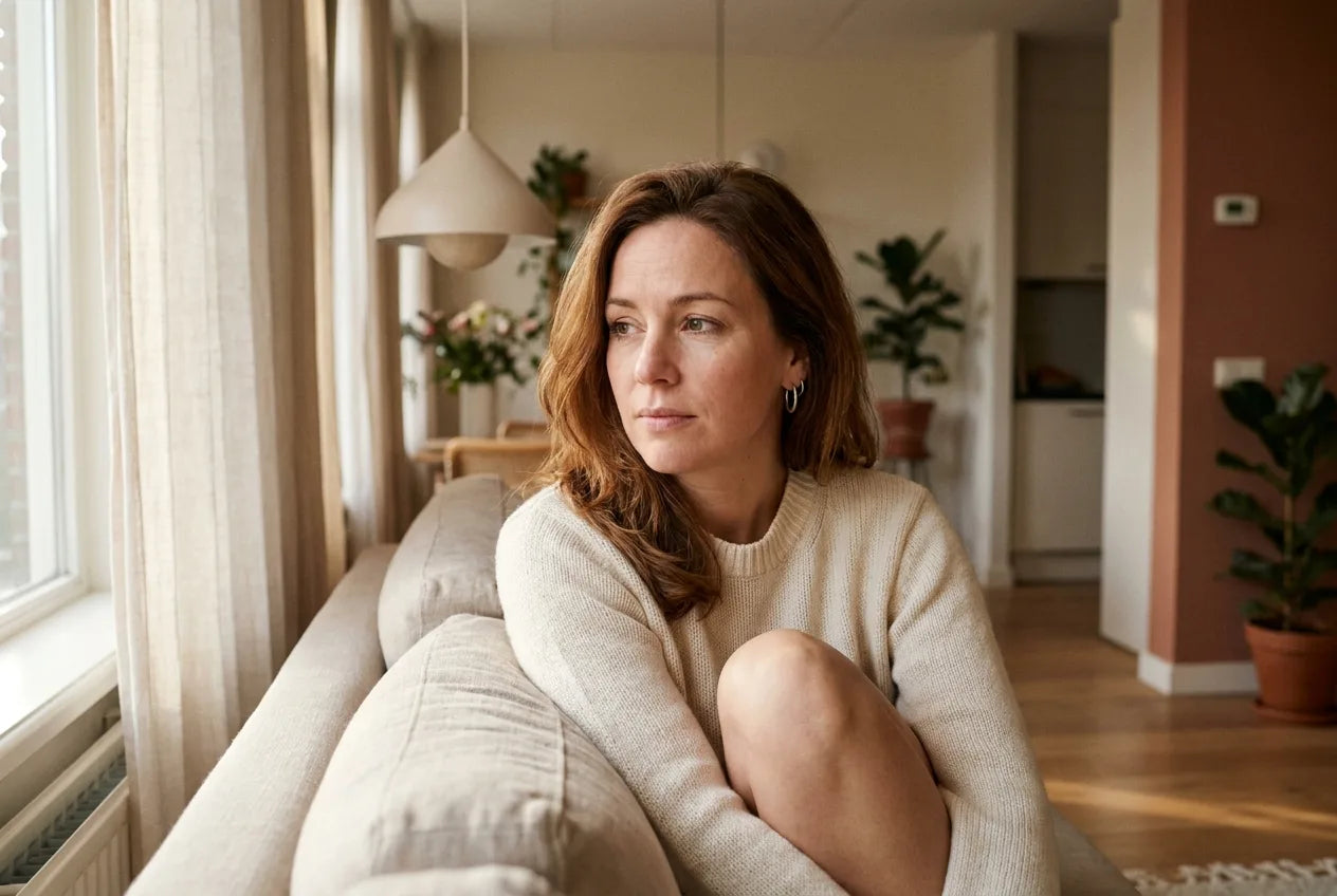 Marieke, 38, thuis op de bank