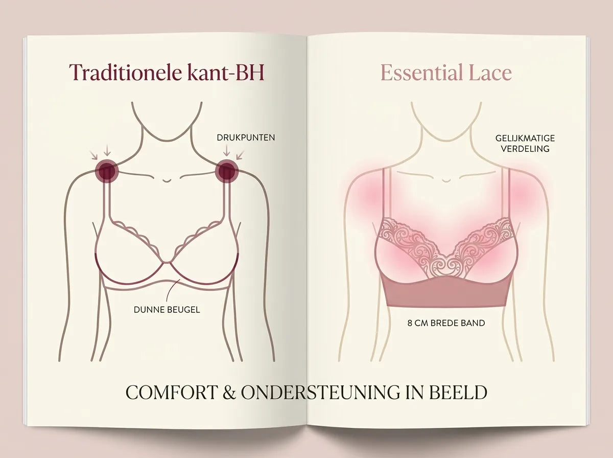 Vergelijking tussen traditionele kant-BH en Monavida Essential Lace